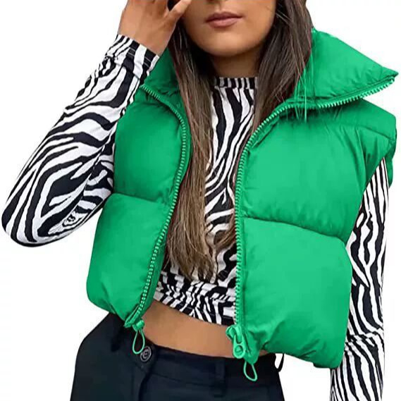 Chaleco de algodón de estilo europeo y americano Chaleco de invierno de las mujeres Chaleco de algodón engrosado chaleco sin mangas de pan
