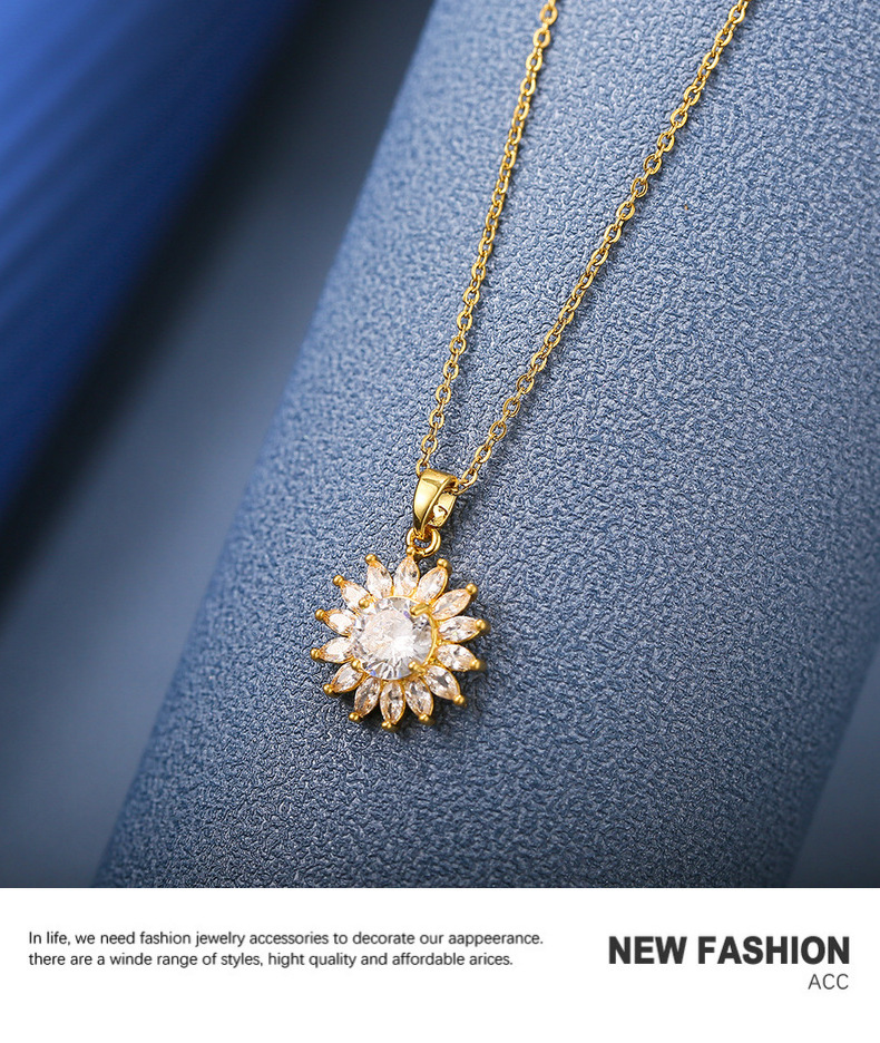 Gold Sunflower Necklace Image 7