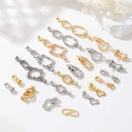 众兴14k真金几何手工项链扣头尾链连接扣珍珠扣头diy饰品收尾扣