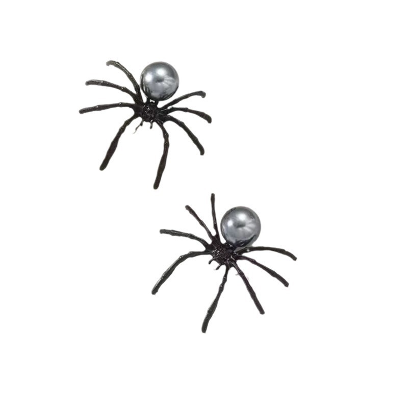 越境してよく売れている個性のハロウィンの軽豪華な黒真珠のクモの耳飾りの欧米の新商品のファッションのイヤリング|undefined