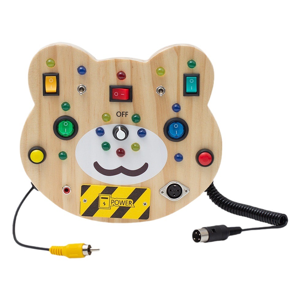 Interruptor de botón de juguete para niños Montessori tablero sensorial 3 años de edad bebé de madera LED interruptor de luz tablero ocupado