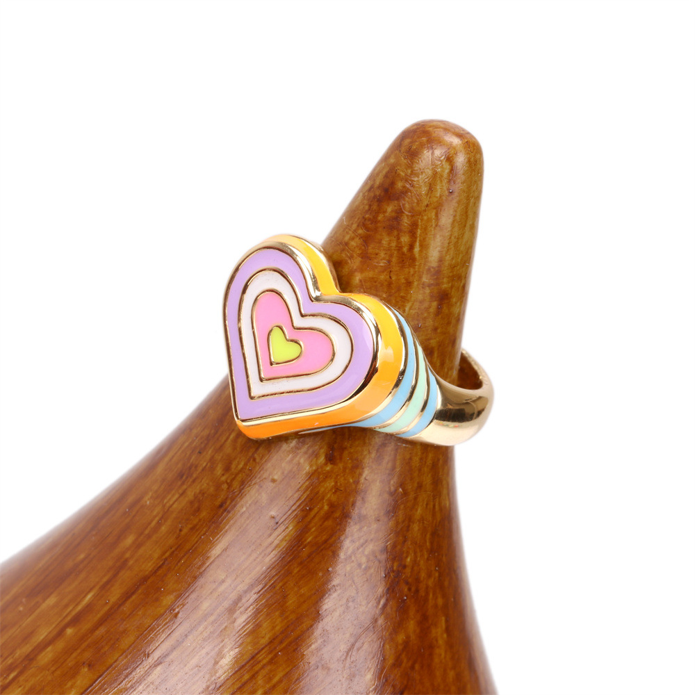 Candy Color Love Enamel Ring Female Fashion Design Drop Oil Forefinger Ring New Fashion Factory In Stock display picture 15