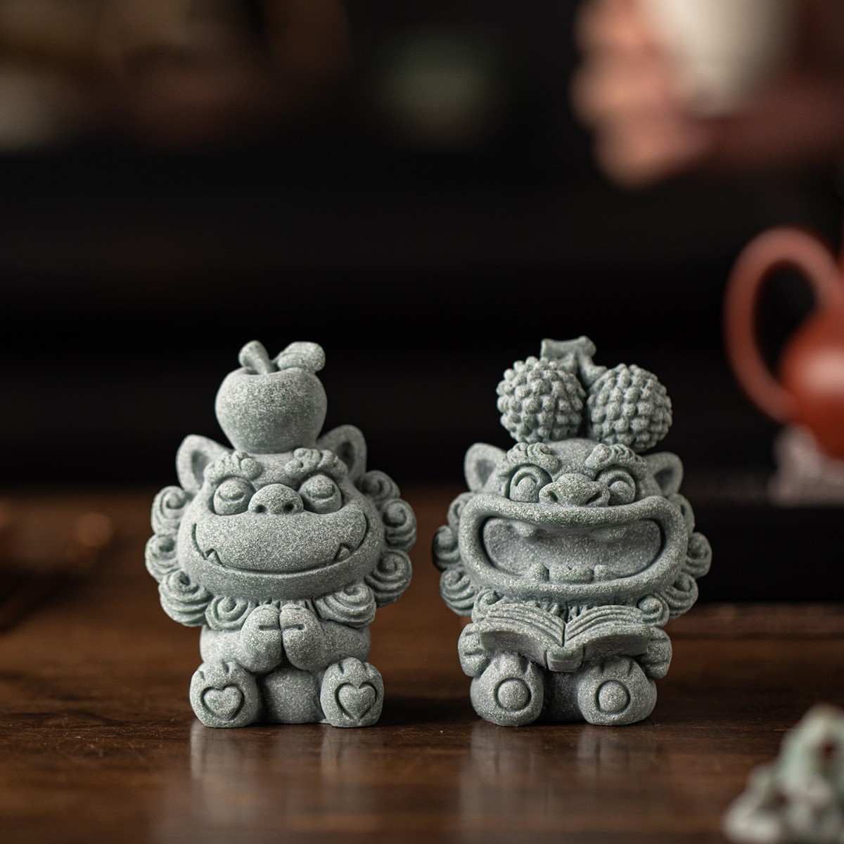 国潮中式石狮子摆件茶具茶宠可爱情绪治愈系桌面装饰品创意礼物