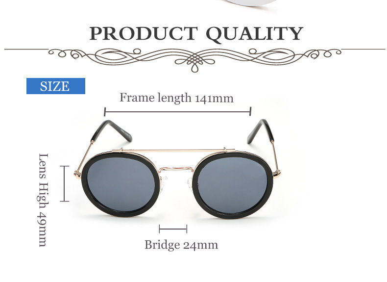 2023 neue Mode runde Rahmen Brille Männer und Frauen Retro koreanische Sonnenbrille Anti-Ultraviolett UV400 – Detail 7