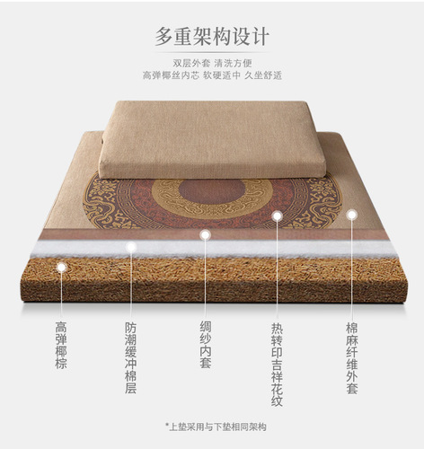 WBZ7 Zen Meditation Cushion Environmentally Friendly Thickened Worship Mat Home Meditation Kneeling Mat Meditation Mat Four Seasons Healthy Coconut Palm Futon