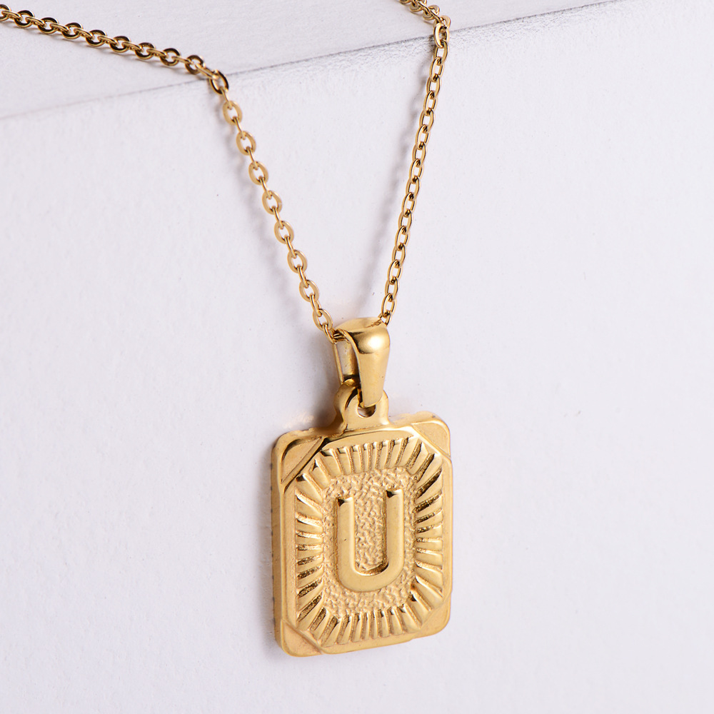 304 Stainless Steel 18K Gold Plated Simple Style Plating Letter No Inlaid Pendant Necklace display picture 6