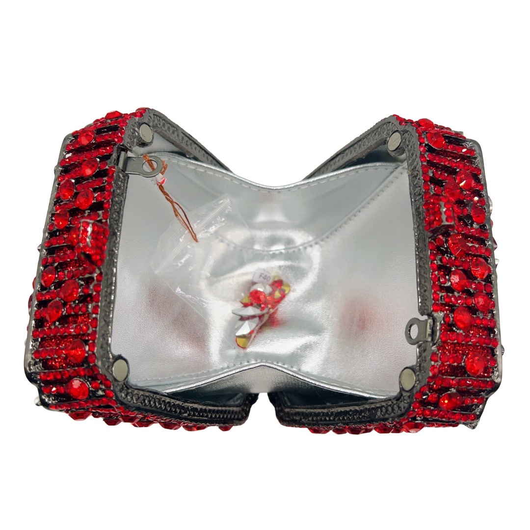 Bolsa de cristal transfronteriza con diamantes ligeros de lujo goteo de aceite rosa fiesta de cena reunión anual de mano bolsa dura