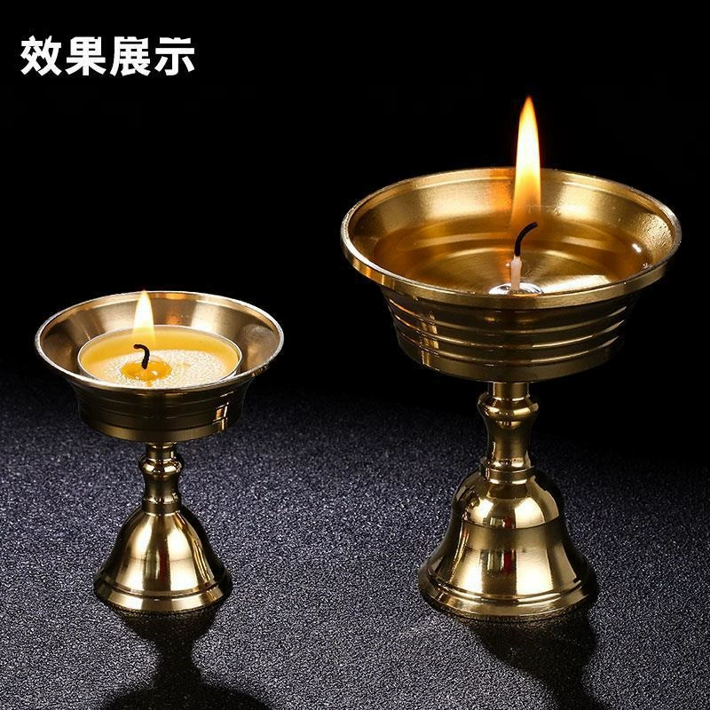 Подсвечник для масла (лампа) для Будды, масляная лампа из чистой меди для домашнего поклонения, основание для свечи, вечная лампа, подсвечник
