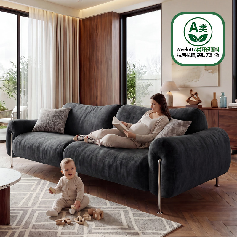 Retro gris oscuro sofá de tela de Chenille pie de madera perezoso sofá modular proyecto de decoración suave de toda la casa