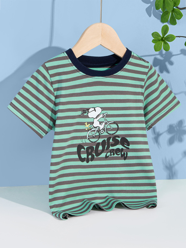 スヌーピー童装夏の新型男児百合半袖tシャツの中の大童の薄い丸襟のtシャツの半袖上着|undefined