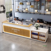 简约咖啡馆奶茶店吧台公司前台烘培水果服装店收银台美容院接待台