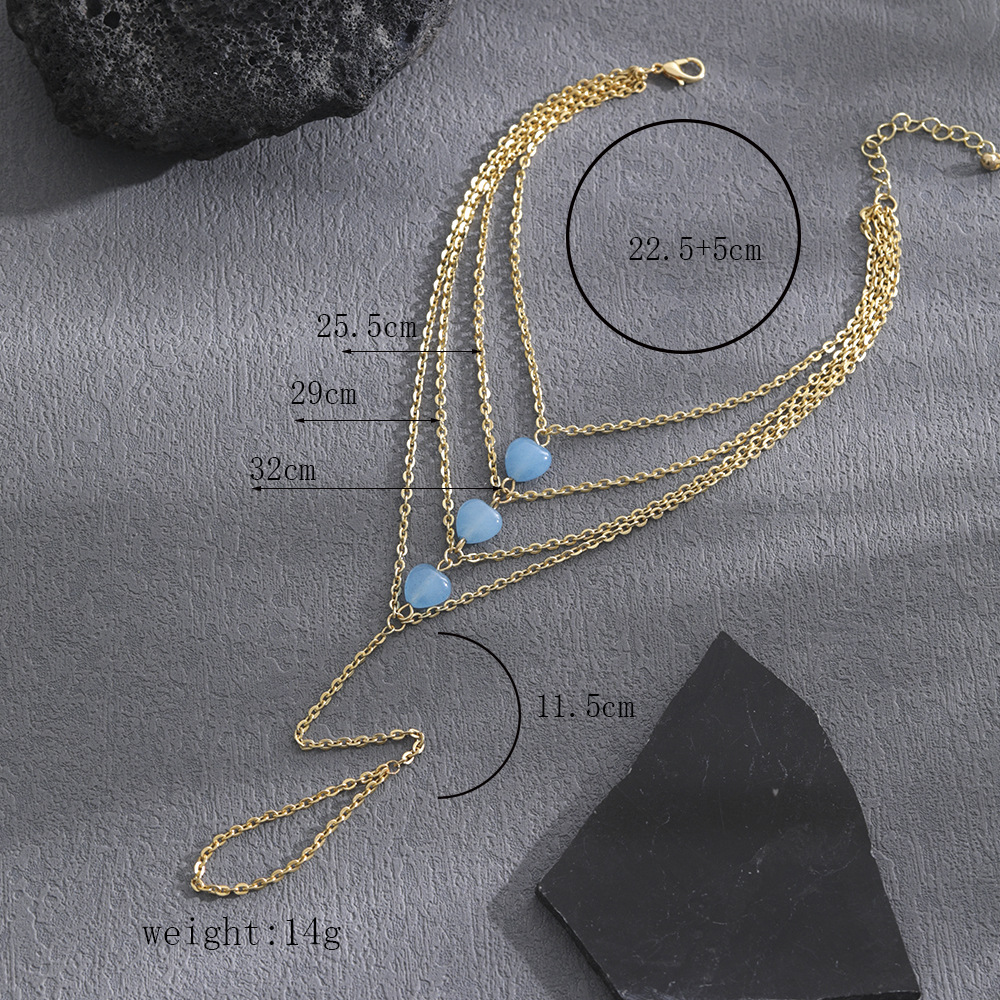 Vacation Heart Shape Arylic Alloy Plating natural stone Anklet