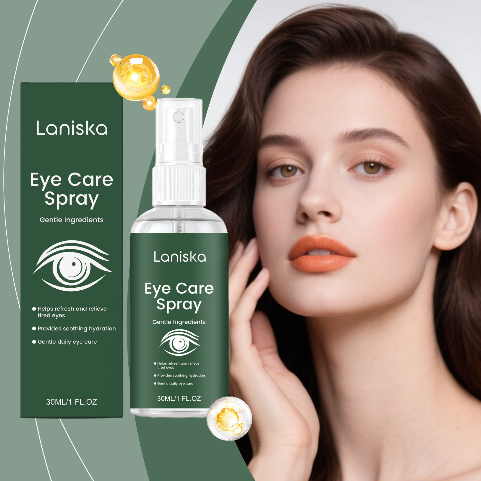 Laniska Eye Care Spray Gentle Care for the Skin Around the Eyes, Daily External Use Portable Care Spray