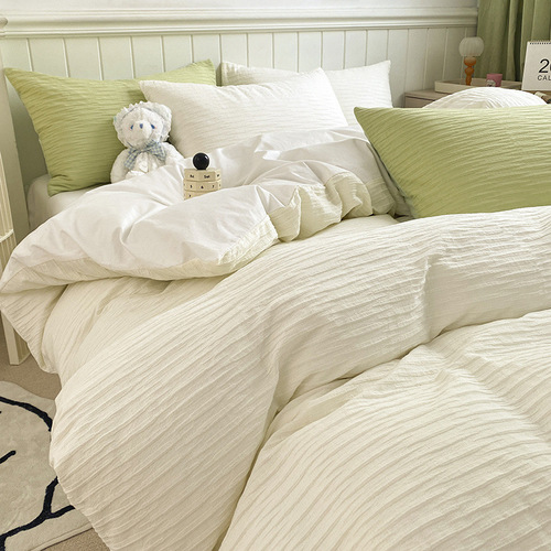 Romantic Princess INS pure cotton seersucker double set four-piece set pure cotton dormitory three-piece bed and breakfast girl style simple