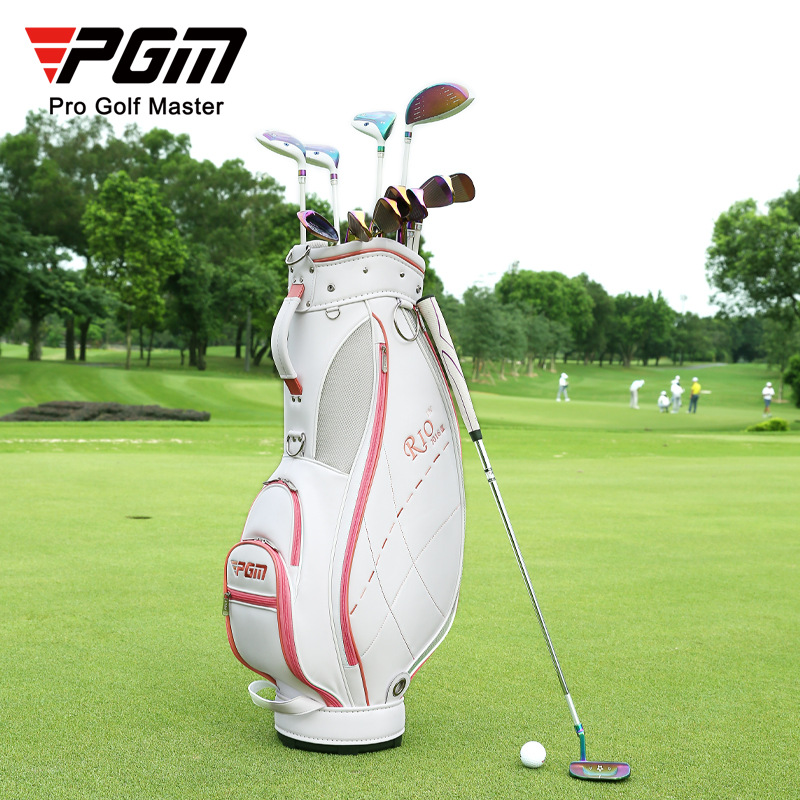 Túi golf PGM tiêu chuẩn nữ nhẹ, chất liệu PU, kích thước 123x22x35 cm — QB042-Trắng hồng, QB042-Màu xanh trắng