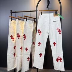美式高街新款十字架贴布网红同款潮牌牛仔长裤宽松百搭休闲男女款