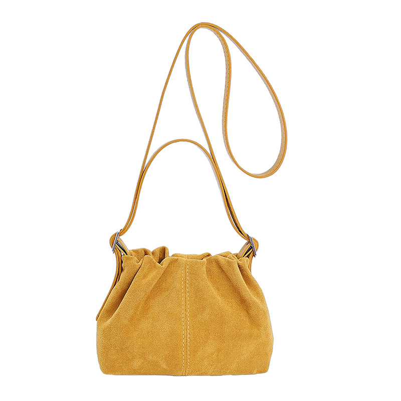 Korean Style 2025 New Red Suede Drawstring Bucket Bag Simple Versatile Commuter Shoulder & Crossbody Bag - Thumbnail 5