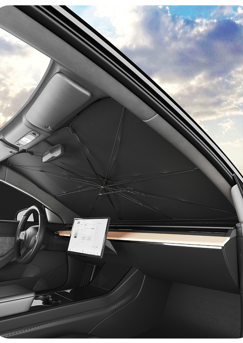 New upgraded curved-rod sunshade for car front windshield, summer-specific sunshade for heat insulation and sun protection