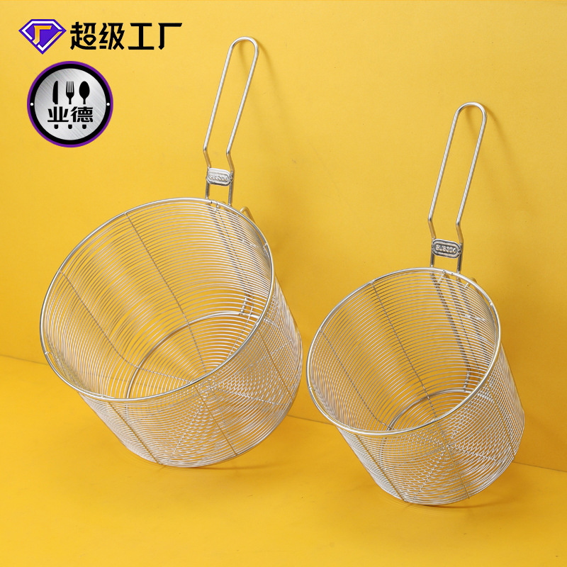 Cesta de Red para Freír 304 Grande de Acero Inoxidable, Antideslizante, Gancho Único, Anti-escaldado para Cocina