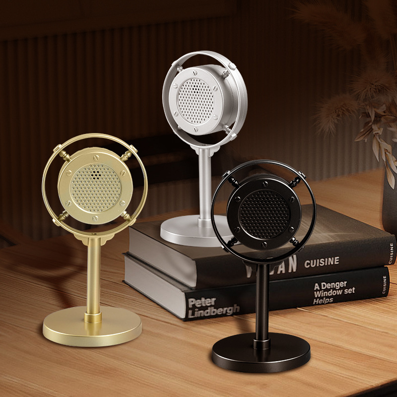 Full Set of Birthday Props, Simulated Retro Wheat Microphone Model, Living Room Nostalgic Birthday Desktop Decoration Shooting Props
