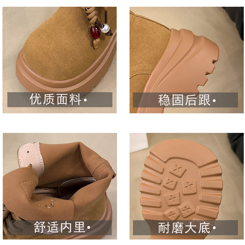 厚底马丁靴女2025年欧洲站秋冬季新款软皮粗跟欧货小个子增高靴子|undefined