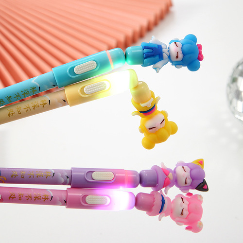 Creative Light Neutral Pen for Kids, Cartoon Magnetic Spinning Stilts Neutral Pen, Personalized Student Stationery Wholesale