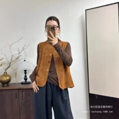 2025 秋季新款重工刺绣亚麻双层马甲 文艺国风马甲开衫均码其他