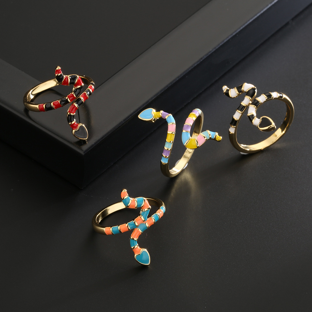 fashion 18K gold dripping snake shape copper open ring female