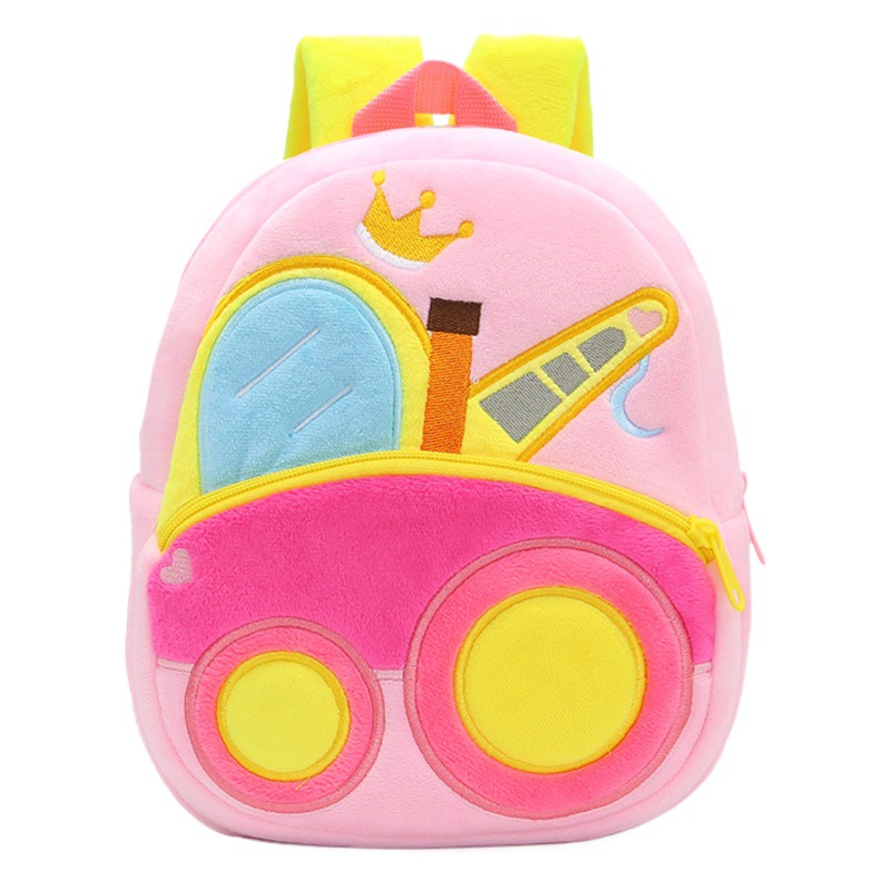 Cute plush engineering truck bulldozer excavator backpack men's and women's children's bag backpack bag factory direct sale
