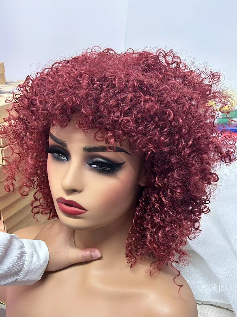 Transfronterizos nuevas pelucas de moda para mujeres africanas pelucas de cabello rizado corto tubo de cabello rizado pequeño cabello rizado fibra química wig