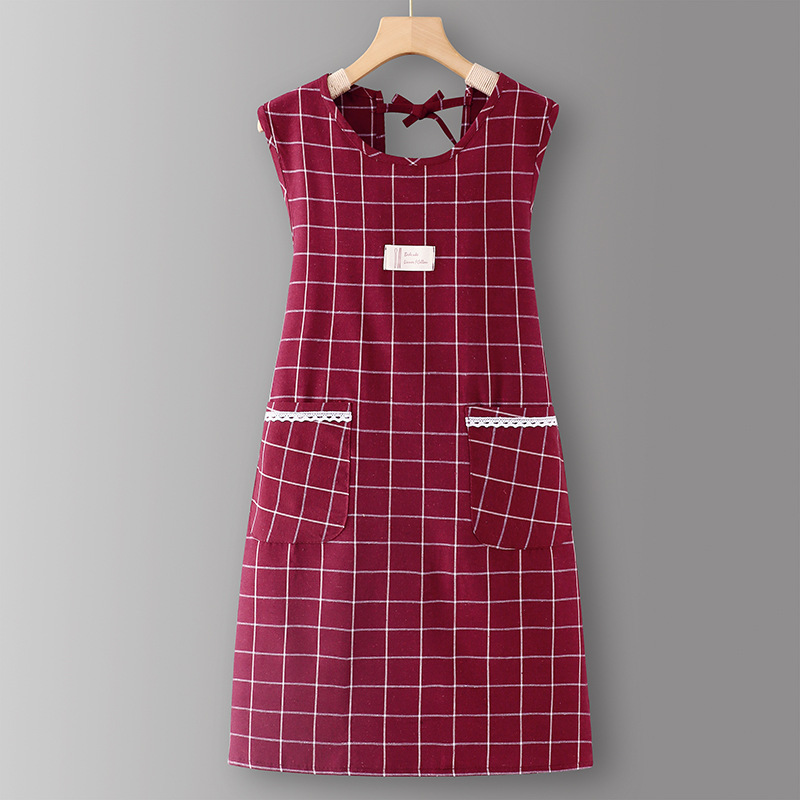 레드 LC701 순면 대형 체크 무늬 조끼