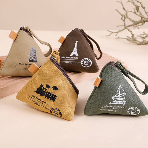 Iron Tower Personalized Creative Retro Zongzi Coin Purse Women's Mini Canvas Art Korean Cute Coin Bag Key Bag Men's