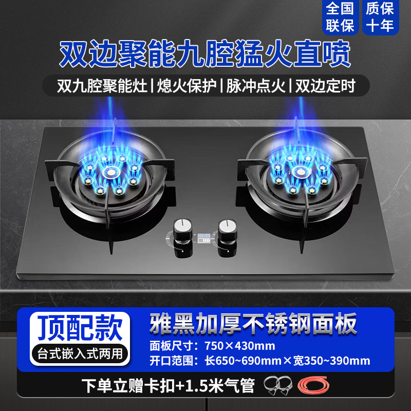 Estuna de gas mayorista de gran potencia de fuego fuerte estuna de gas natural doméstica doble estufa incrustada estufa de gas licuado estufa de gas de carbón