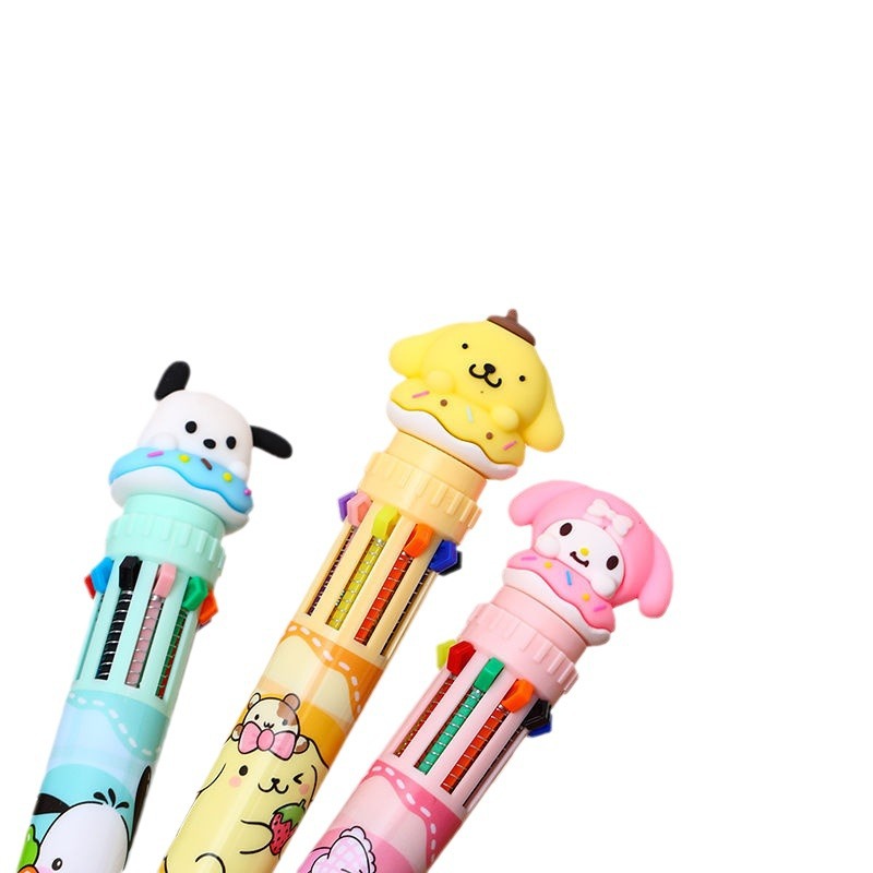 Sanlio nuevo bolígrafo de 10 colores sanrio kulomi bolígrafo de 10 colores bolígrafo de mano explotador transfronterizo de fuentes de comercio exterior.