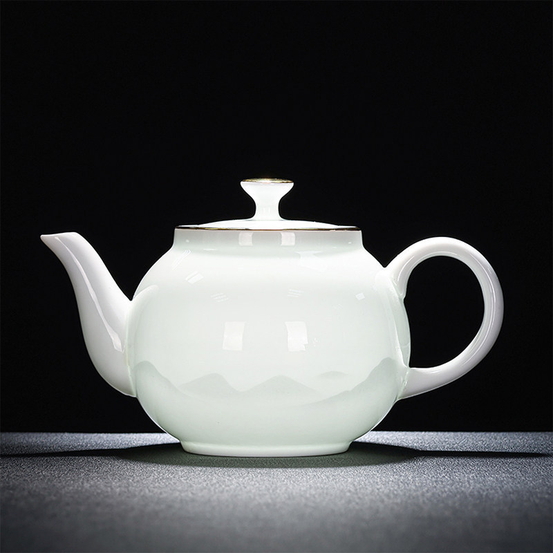 White Porcelain Xishi Beauty Teapot with Filter, Small Single Teapot, Single-Piece Kung Fu Tea Set