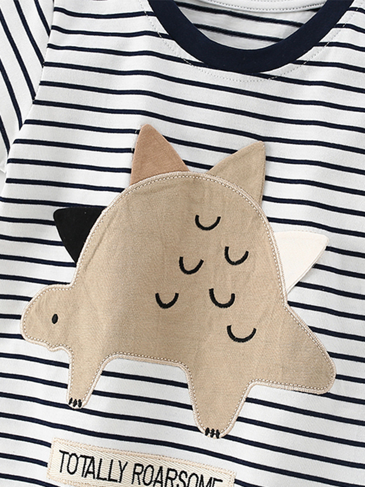 Malwee niño conjunto de rayas de verano nuevo estilo europeo y americano para niños cuello redondo casual pantalones de cintura elásticos de manga corta