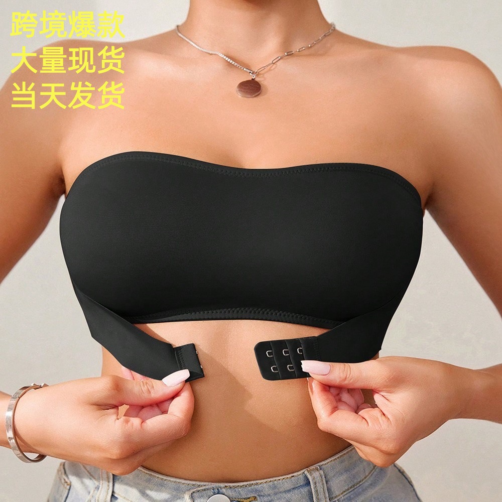 Hebilla delantera sexy, soporte lateral, top de tubo antideslizante para mujer, corsé ligero y transpirable, pecho pequeño, sujetador fruncido, sin tirantes