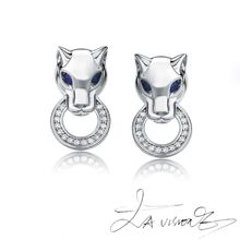 逆袭系列 925银镶嵌南非钻石 蓝宝石耳钉