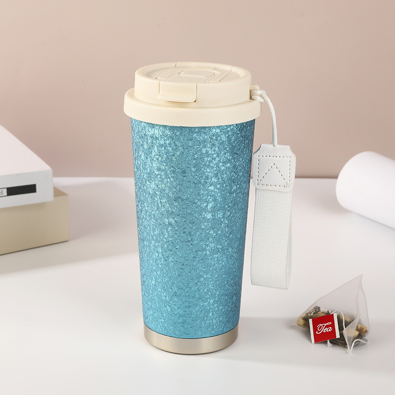 高品質アイスフラワーペイントダブルドリンクコーヒーカップ 316 ステンレス鋼魔法瓶カップビジネスギフト車のグラデーションウォーターカップ|undefined