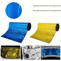 Трансграничный 200 * 50CM Автомобильный звукоизоляционный хлопок Алюминиевая фольга самоклеящаяся амортизирующая изоляционная прокладка капот теплоизоляционный хлопок внешняя торговля синий