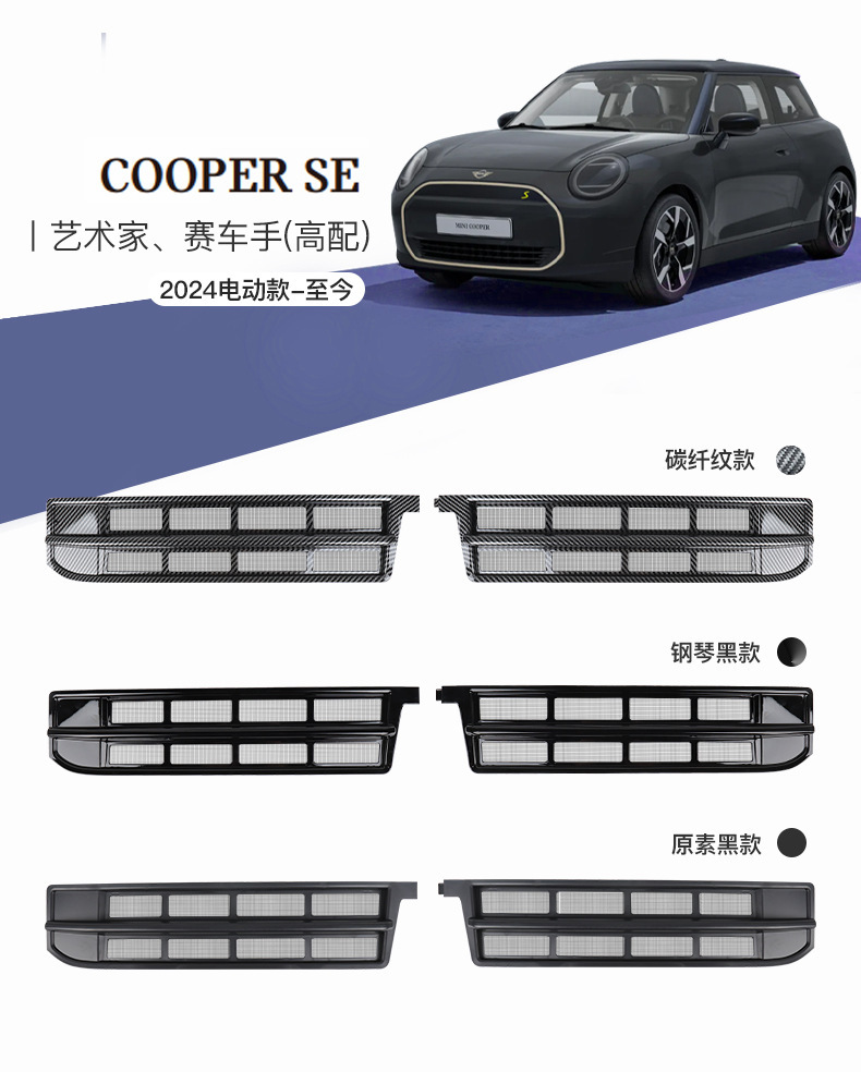 Suitable for New Electric Bmw Minij01 Front Grille J01 Decorative Air Inlet Anti-Insect Grille Black Modification