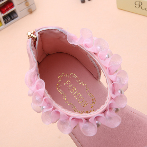 Children's Summer Lace Pearl Girl Sandals for Big Kids Korean Style Beach Sandals