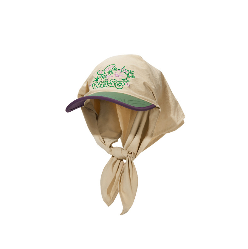 Summer Power Protection, Sunscreen, Sunshade Hat, Unique Design, Colored Tie Headband, Embroidered Street Skateboarding,_voghion.com