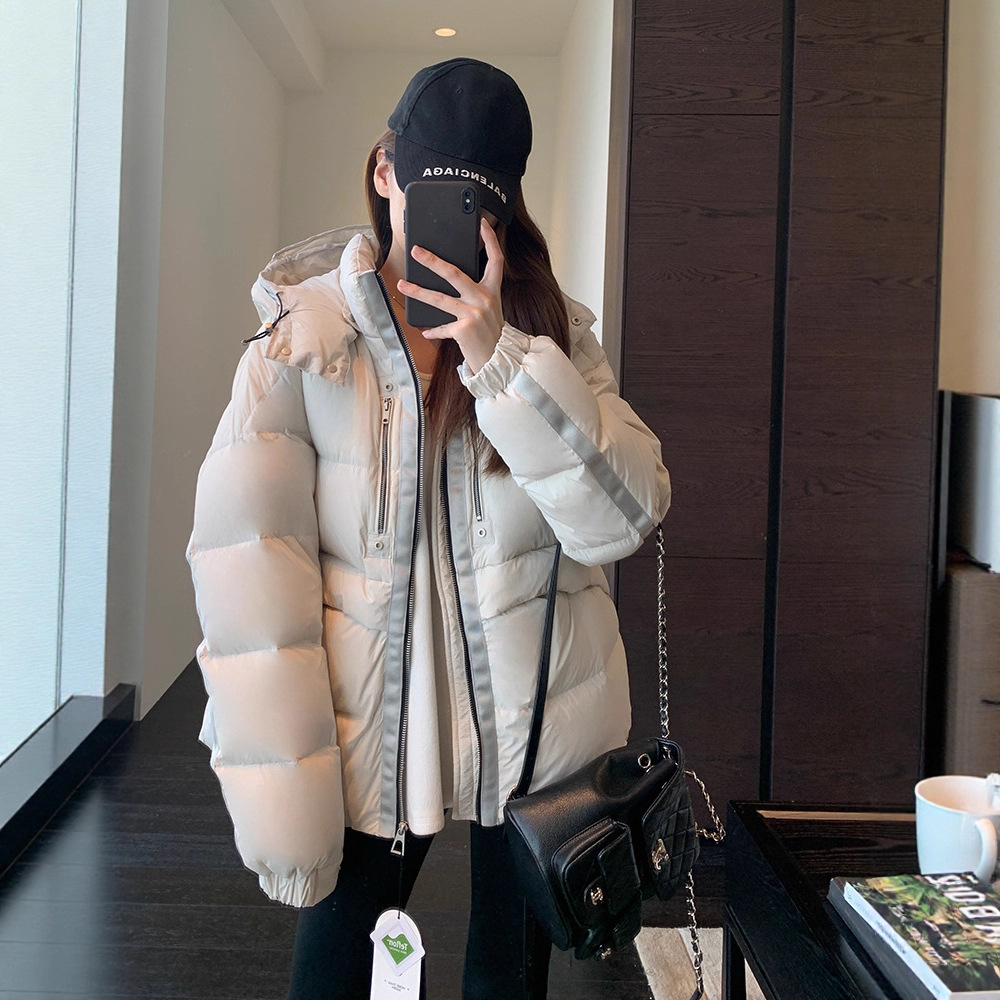 柜上1w+！品质三星90白鸭绒厚短款连帽羽绒服女24秋冬新款G101807