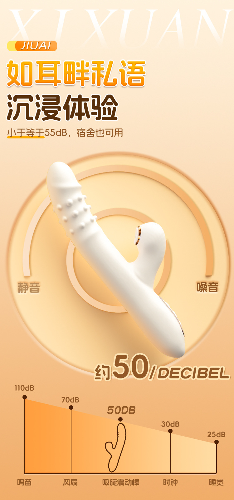 Jiuai Retractable Vibrating Massage Stick with Rotating Beads, Adult Wellness Device — detail image 5