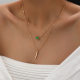 European and American cross-border new personalized fashion double-layer stacked drop-shaped small diamond long tassel pendant necklace clavicle chain