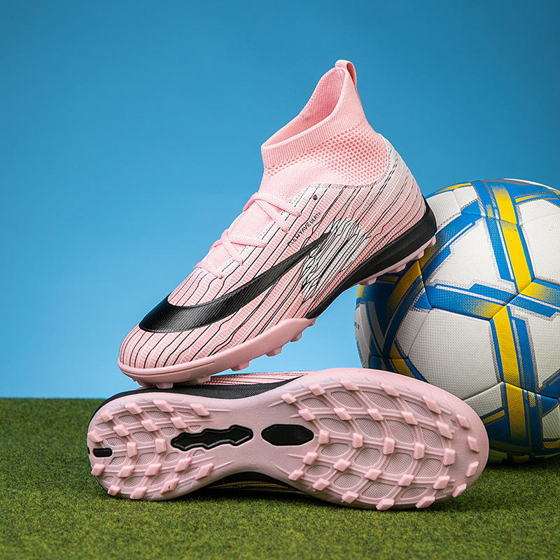 Zapatillas de Fútbol de Cuello Alto para Niños TF y AG TPU y Caucho Transpirable para Césped
