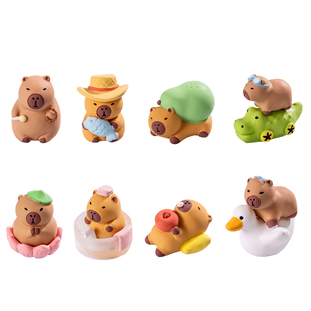 Micro paisaje creativo lindos Dolphin capibara muñeca caja ciega accesorios decoraciones accesorios de escritorio para automóviles