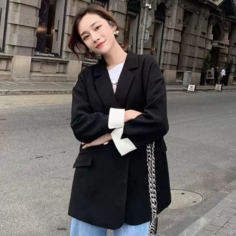 Костюм-пиджак женский весенний новый корейский классический с двумя пряжками темперамент лимонный цвет свободный повседневный интернет красный маленький костюм