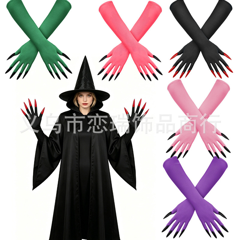 Halloween Party Ghost Claw Long Nail Gloves Dark Witch Cosplay Costume Props Wholesale Cross-Border